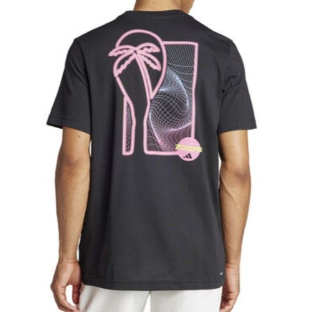 NWT adidas Originals Men's Sunset Trefoil T-Shirt Tee Size Black Palm Graphic L